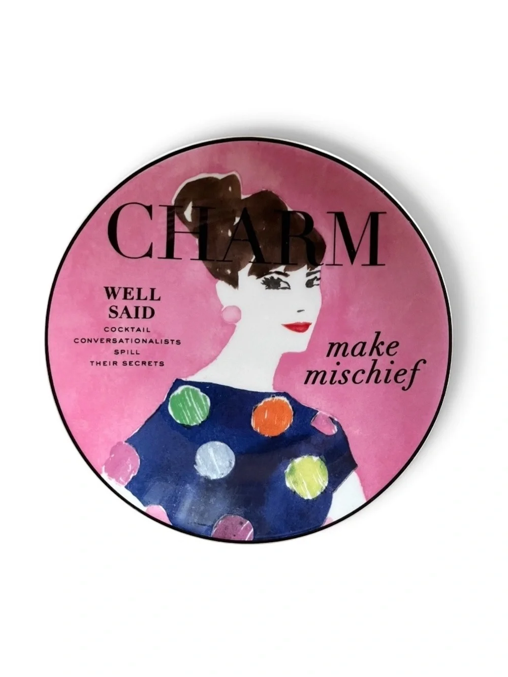 RARE Set of 6 Kate Spade New York Make Headlines Charm Magazine Tidbit Plates